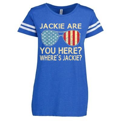 Jackie Are You Here Where's Jackie Funny Saying Enza Ladies Jersey Football T-Shirt