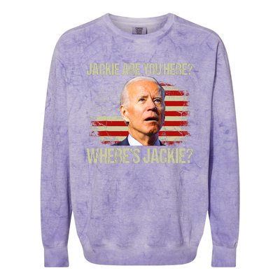 Jackie Are You Here Where's Jackie Funny Anti Joe Biden Colorblast Crewneck Sweatshirt