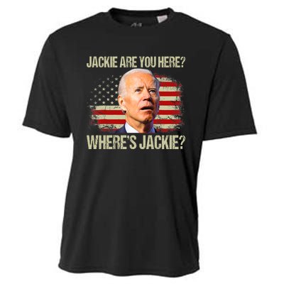 Jackie Are You Here Where's Jackie Funny Anti Joe Biden Cooling Performance Crew T-Shirt