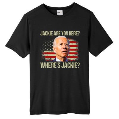 Jackie Are You Here Where's Jackie Funny Anti Joe Biden Tall Fusion ChromaSoft Performance T-Shirt