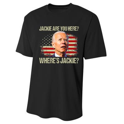 Jackie Are You Here Where's Jackie Funny Anti Joe Biden Performance Sprint T-Shirt