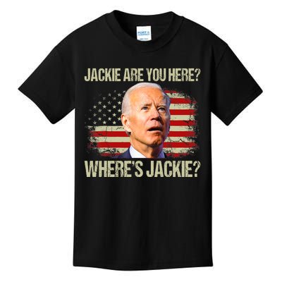 Jackie Are You Here Where's Jackie Funny Anti Joe Biden Kids T-Shirt