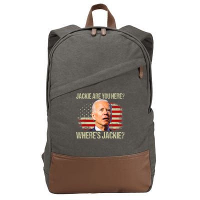 Jackie Are You Here Where's Jackie Funny Anti Joe Biden Cotton Canvas Backpack