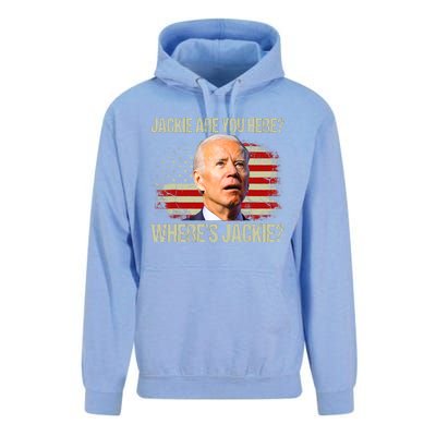 Jackie Are You Here Where's Jackie Funny Anti Joe Biden Unisex Surf Hoodie