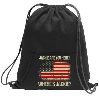 Jackie Are You Here Where's Jackie Funny Anti Joe Biden Sweatshirt Cinch Pack Bag