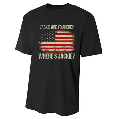 Jackie Are You Here Where's Jackie Funny Anti Joe Biden Performance Sprint T-Shirt