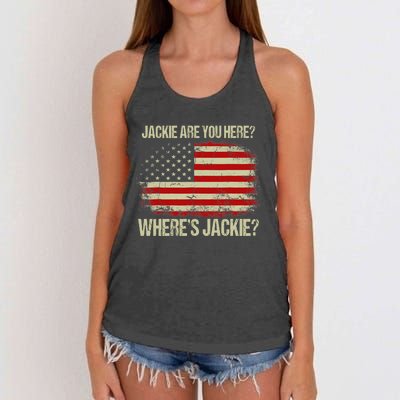 Jackie Are You Here Where's Jackie Funny Anti Joe Biden Women's Knotted Racerback Tank