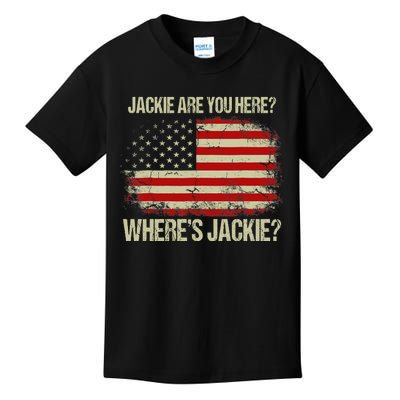 Jackie Are You Here Where's Jackie Funny Anti Joe Biden Kids T-Shirt