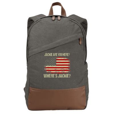 Jackie Are You Here Where's Jackie Funny Anti Joe Biden Cotton Canvas Backpack