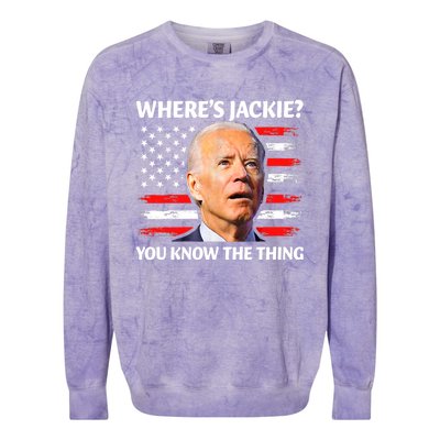 Jackie Are You Here Where's Jackie Funny Anti Joe Biden Colorblast Crewneck Sweatshirt