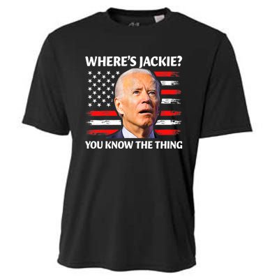 Jackie Are You Here Where's Jackie Funny Anti Joe Biden Cooling Performance Crew T-Shirt