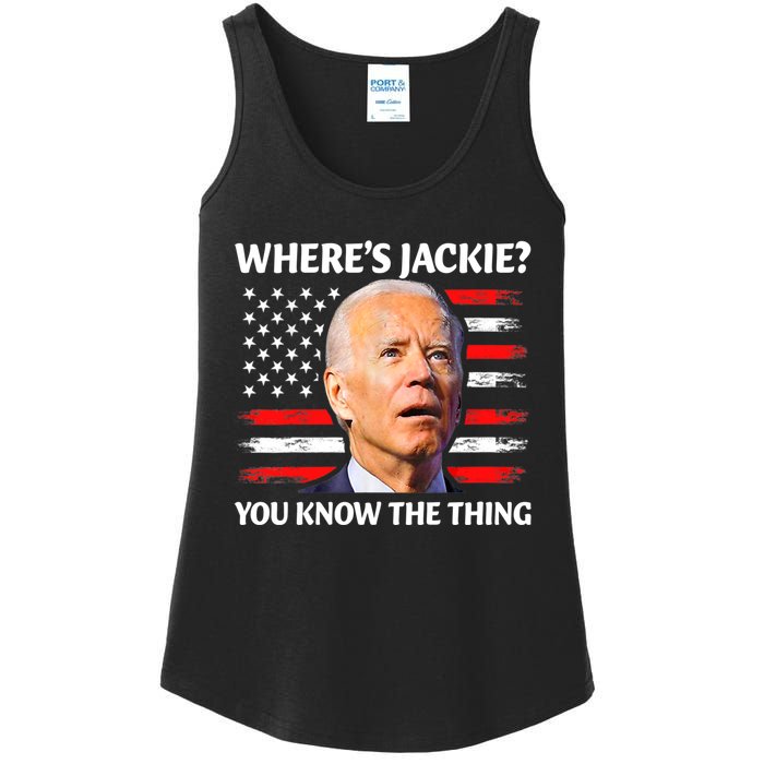 Jackie Are You Here Where's Jackie Funny Anti Joe Biden Ladies Essential Tank