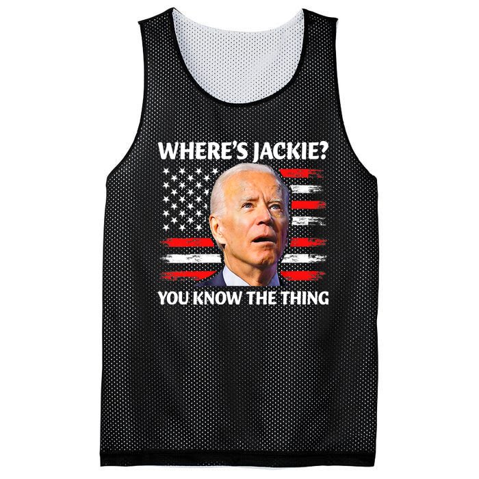 Jackie Are You Here Where's Jackie Funny Anti Joe Biden Mesh Reversible Basketball Jersey Tank