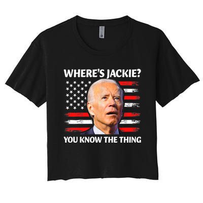 Jackie Are You Here Where's Jackie Funny Anti Joe Biden Women's Crop Top Tee