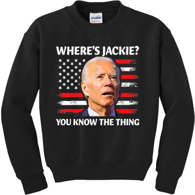 Jackie Are You Here Where's Jackie Funny Anti Joe Biden Kids Sweatshirt