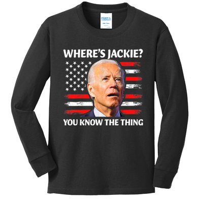 Jackie Are You Here Where's Jackie Funny Anti Joe Biden Kids Long Sleeve Shirt