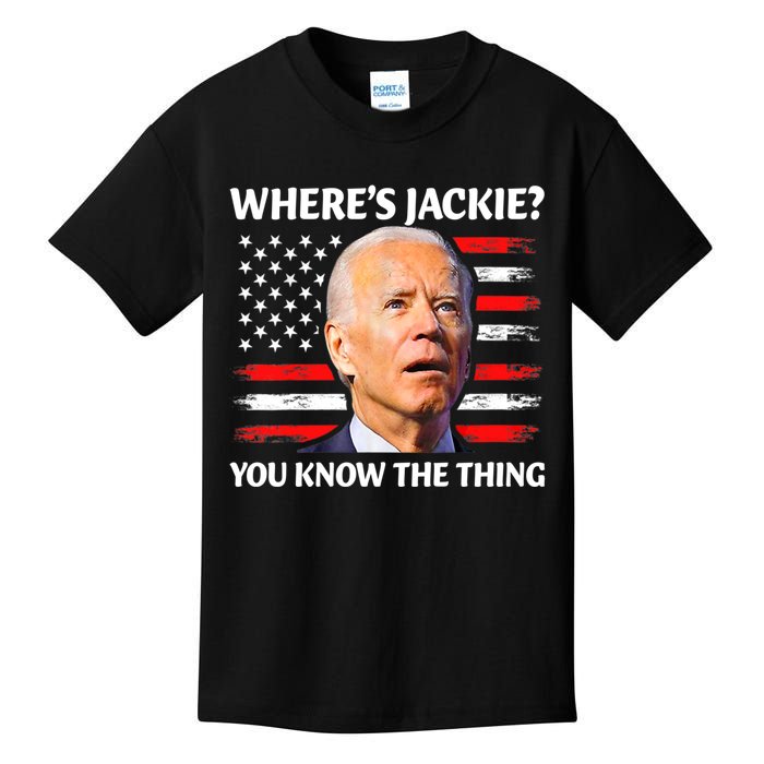 Jackie Are You Here Where's Jackie Funny Anti Joe Biden Kids T-Shirt