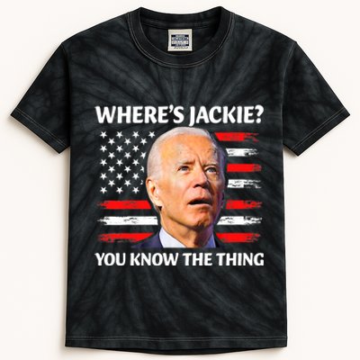 Jackie Are You Here Where's Jackie Funny Anti Joe Biden Kids Tie-Dye T-Shirt