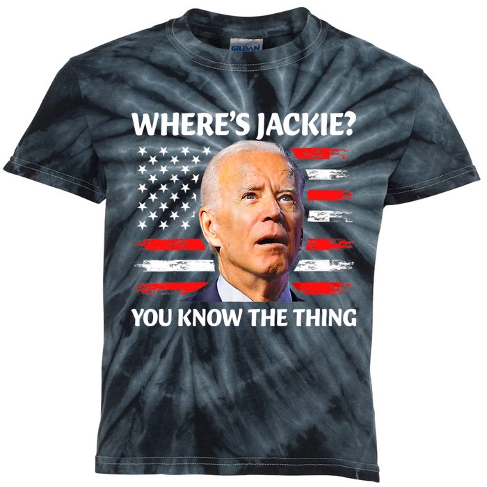 Jackie Are You Here Where's Jackie Funny Anti Joe Biden Kids Tie-Dye T-Shirt