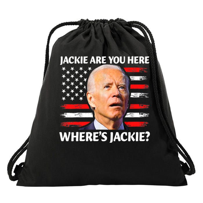 Jackie Are You Here Where's Jackie Funny Anti Joe Biden Drawstring Bag