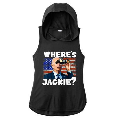 Jackie Are You Here Where's Jackie Funny Anti Joe Biden Ladies PosiCharge Tri-Blend Wicking Draft Hoodie Tank