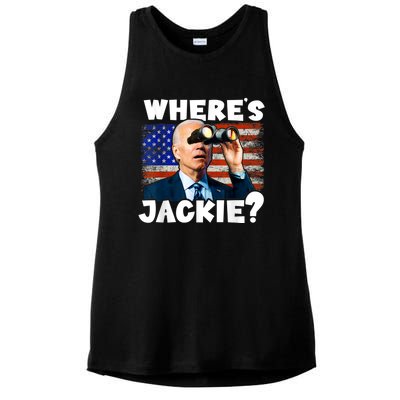 Jackie Are You Here Where's Jackie Funny Anti Joe Biden Ladies PosiCharge Tri-Blend Wicking Tank