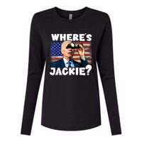 Jackie Are You Here Where's Jackie Funny Anti Joe Biden Womens Cotton Relaxed Long Sleeve T-Shirt