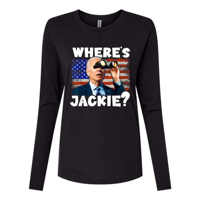 Jackie Are You Here Where's Jackie Funny Anti Joe Biden Womens Cotton Relaxed Long Sleeve T-Shirt