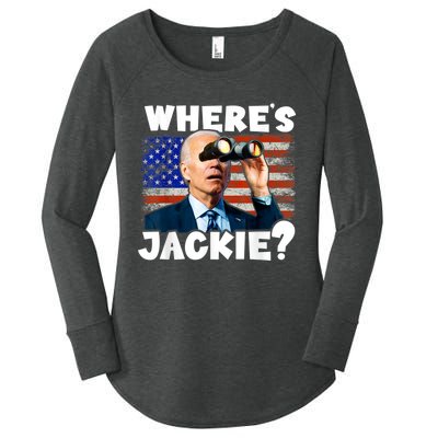 Jackie Are You Here Where's Jackie Funny Anti Joe Biden Women's Perfect Tri Tunic Long Sleeve Shirt