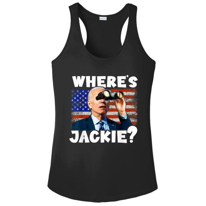 Jackie Are You Here Where's Jackie Funny Anti Joe Biden Ladies PosiCharge Competitor Racerback Tank