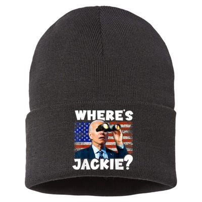 Jackie Are You Here Where's Jackie Funny Anti Joe Biden Sustainable Knit Beanie