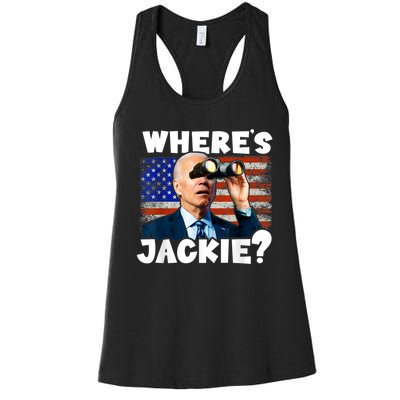 Jackie Are You Here Where's Jackie Funny Anti Joe Biden Women's Racerback Tank