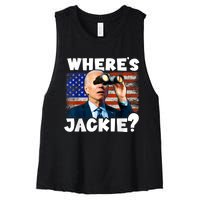 Jackie Are You Here Where's Jackie Funny Anti Joe Biden Women's Racerback Cropped Tank