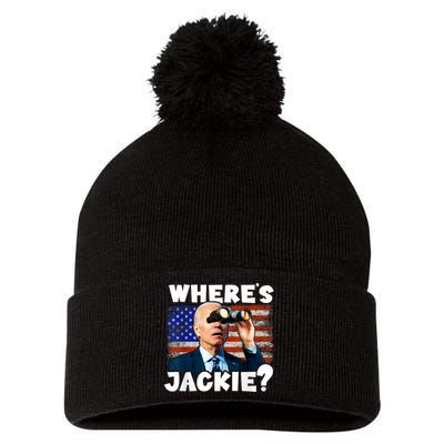 Jackie Are You Here Where's Jackie Funny Anti Joe Biden Pom Pom 12in Knit Beanie