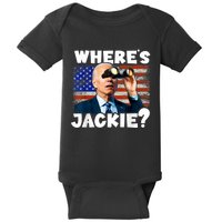 Jackie Are You Here Where's Jackie Funny Anti Joe Biden Baby Bodysuit