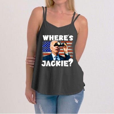 Jackie Are You Here Where's Jackie Funny Anti Joe Biden Women's Strappy Tank