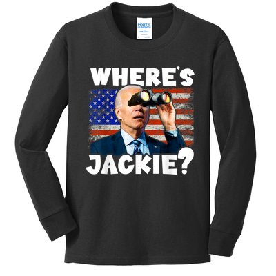 Jackie Are You Here Where's Jackie Funny Anti Joe Biden Kids Long Sleeve Shirt