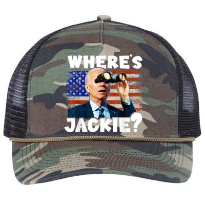 Jackie Are You Here Where's Jackie Funny Anti Joe Biden Retro Rope Trucker Hat Cap