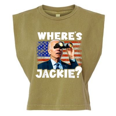 Jackie Are You Here Where's Jackie Funny Anti Joe Biden Garment-Dyed Women's Muscle Tee