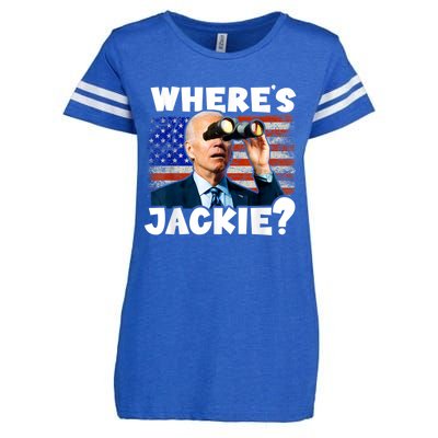 Jackie Are You Here Where's Jackie Funny Anti Joe Biden Enza Ladies Jersey Football T-Shirt