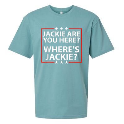 Jackie Are You Here Where's Jackie Joe Biden President Funny Sueded Cloud Jersey T-Shirt