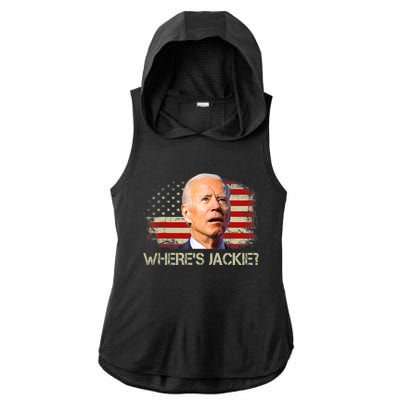 Jackie Are You Here Where's Jackie Funny Anti Joe Biden Ladies PosiCharge Tri-Blend Wicking Draft Hoodie Tank