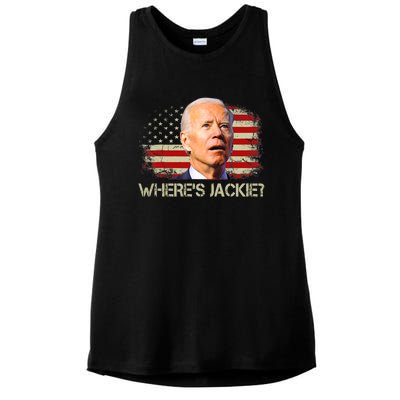 Jackie Are You Here Where's Jackie Funny Anti Joe Biden Ladies PosiCharge Tri-Blend Wicking Tank