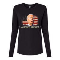 Jackie Are You Here Where's Jackie Funny Anti Joe Biden Womens Cotton Relaxed Long Sleeve T-Shirt