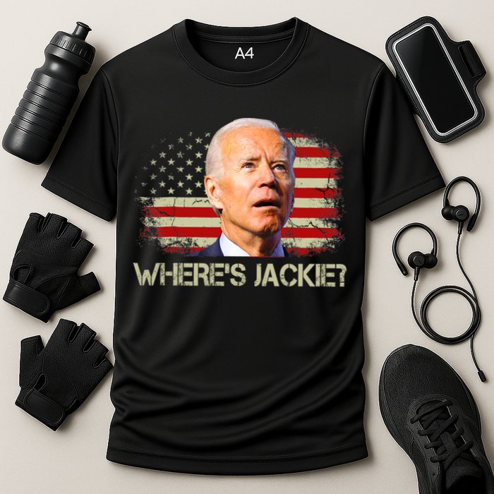 Jackie Are You Here Where's Jackie Funny Anti Joe Biden Cooling Performance Crew T-Shirt