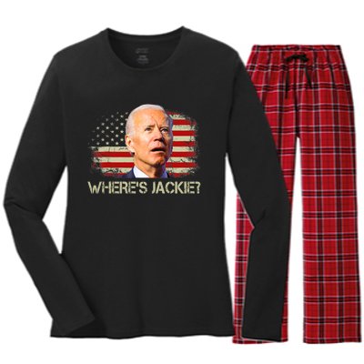 Jackie Are You Here Where's Jackie Funny Anti Joe Biden Women's Long Sleeve Flannel Pajama Set 