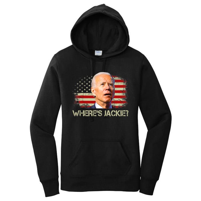 Jackie Are You Here Where's Jackie Funny Anti Joe Biden Women's Pullover Hoodie