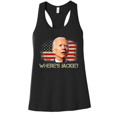 Jackie Are You Here Where's Jackie Funny Anti Joe Biden Women's Racerback Tank