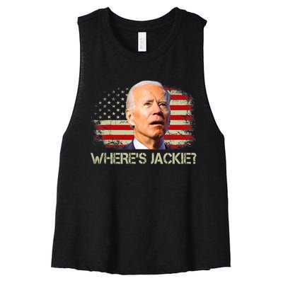 Jackie Are You Here Where's Jackie Funny Anti Joe Biden Women's Racerback Cropped Tank