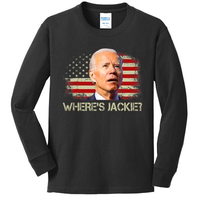 Jackie Are You Here Where's Jackie Funny Anti Joe Biden Kids Long Sleeve Shirt